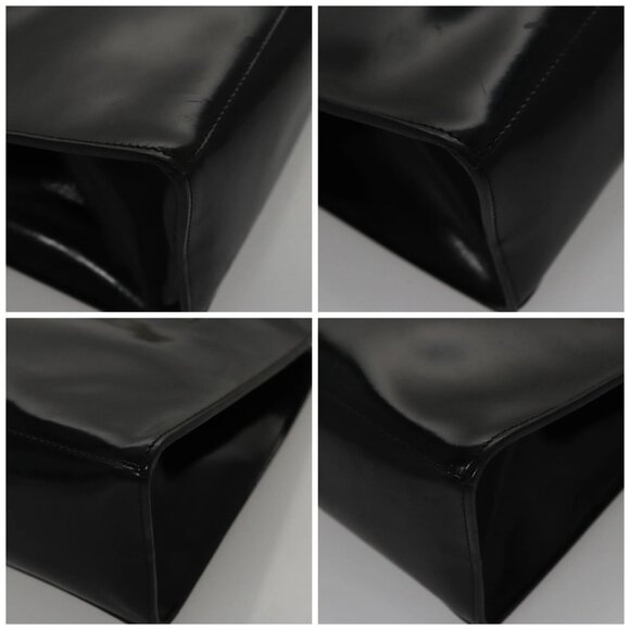 Salvatore Ferragamo Hand Bag Enamel Black Auth 107226 - Picture 14 of 16